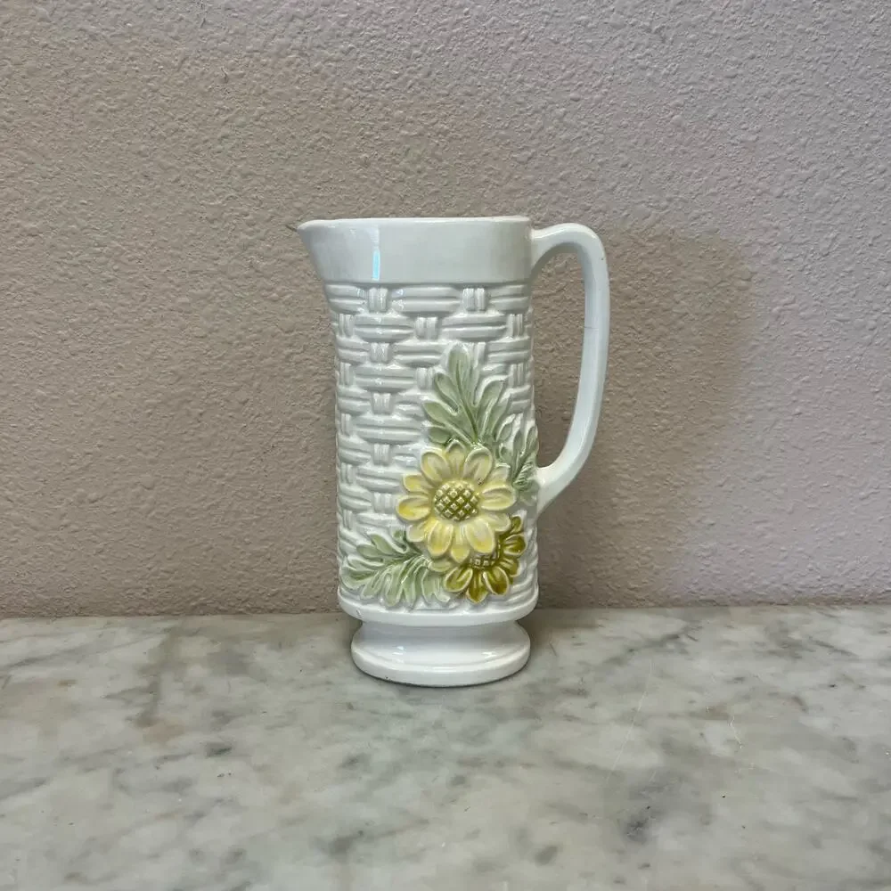 Vintage circa 1970s basketweave pitcher - Picture 3 of 9